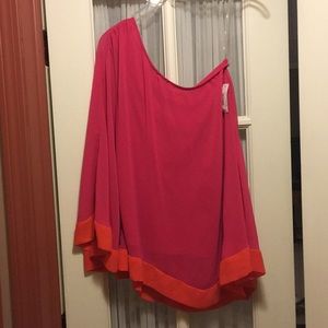 NWT Asymmetrical one sleeve chiffon shirt by AlanB